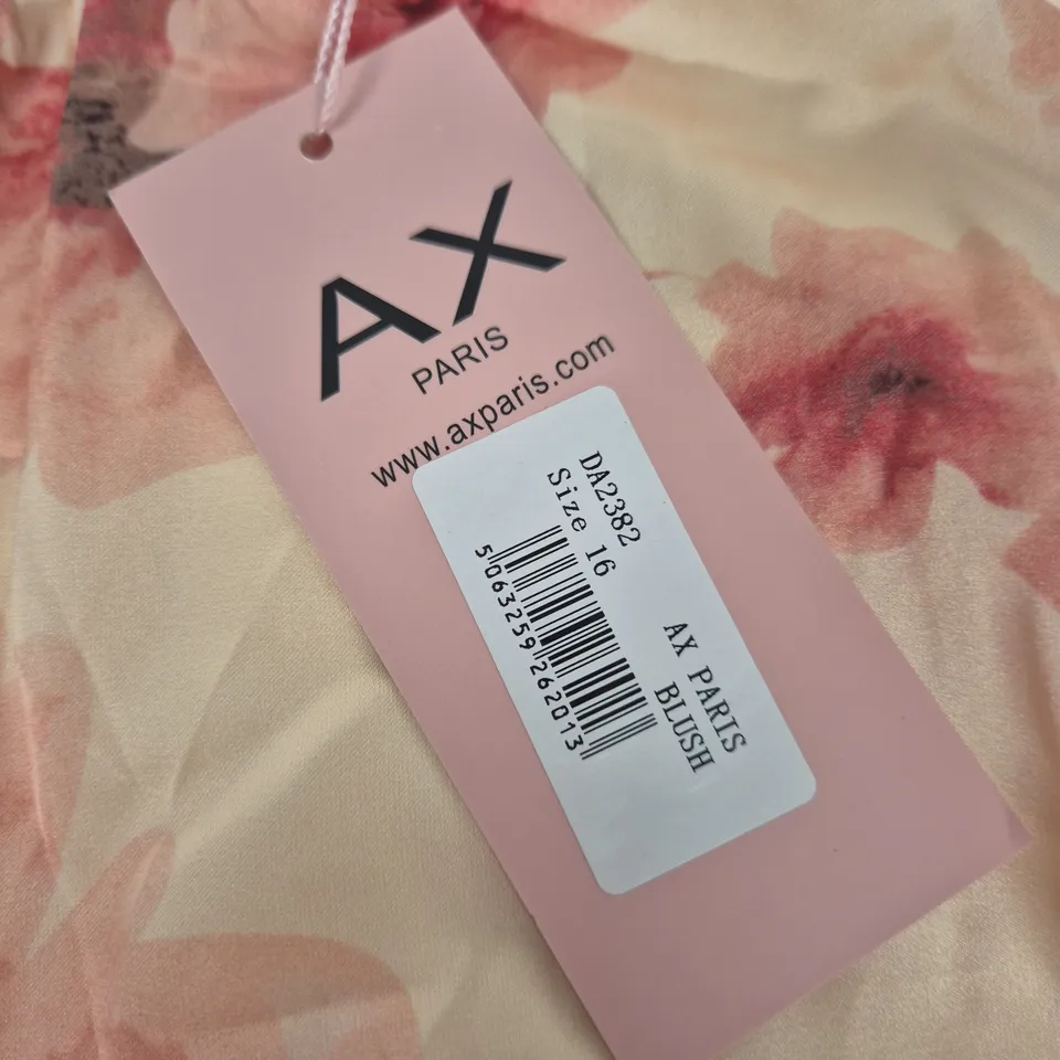 AX PARIS WOMEN'S FLORAL DRESS – BLUSH PINK, UK 16