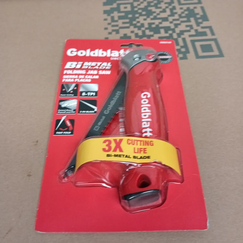 BOX OF APPROXIMATELY 10 ASSORTED GOODS INCLUDING GOLDBLATT BI METAL BLADE, GLASS BOTTLE AND HIGH SPEED MILK FROTHER