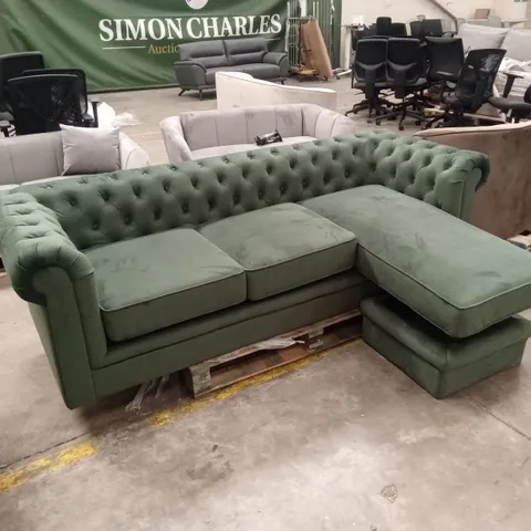 HAMPTON CHESTERFIELD L-SHAPE CORNER SOFA, MOSS GREEN CLASSIC VELVET 