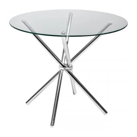BRAND NEW BOXED CRISS-CROSS GLASS DINING TABLE ROUND (2 BOXES)