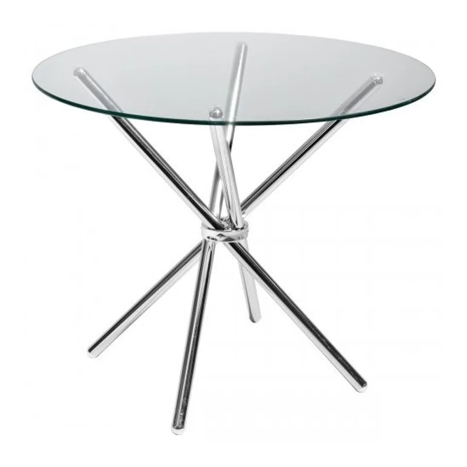 BRAND NEW BOXED CRISS-CROSS GLASS DINING TABLE ROUND (2 BOXES)