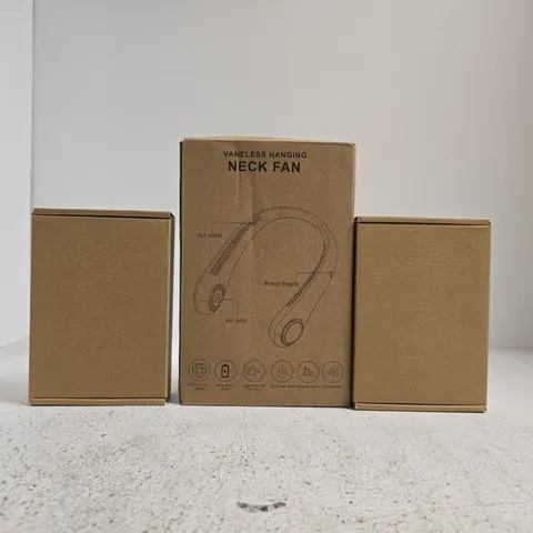 APPROXIMATELY 5 ASSORTED HOUSEHOLD ITEMS TO INCLUDE VANELESS HANGING NECK FAN, ETC