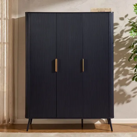 BOXED DUSK HATTIE 3 DOOR WARDROBE - MIDNIGHT (2 BOXES)