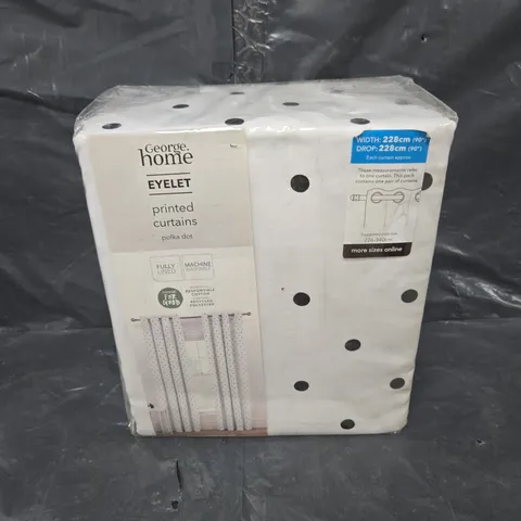 APPROXIMATELY 8 SEALED EYELET PRINTED CURTAINS POLKA DOT