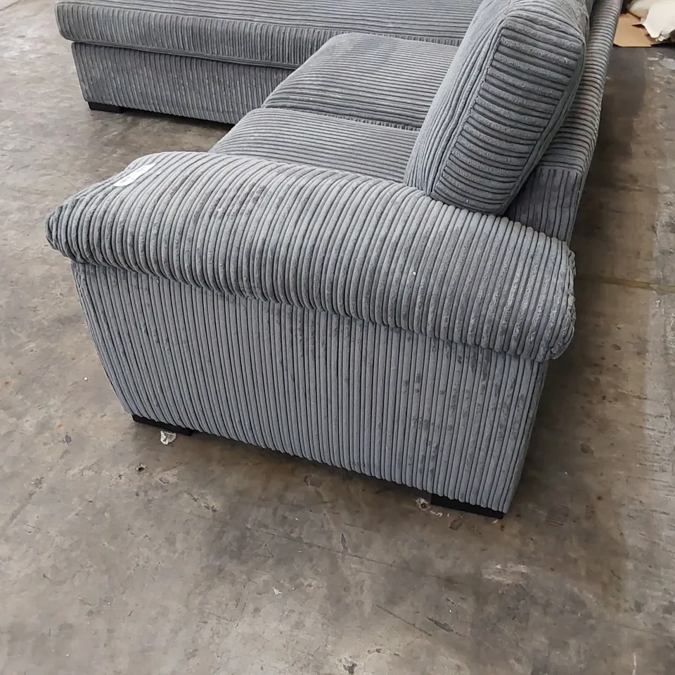 DESIGNER AMALFIE CHAISE SOFA IN CHARCOAL GREY JUMBO CORD