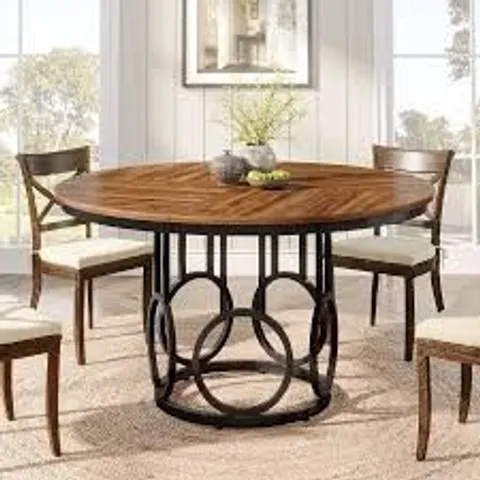 BOXED ROUND METAL BASE DINING TABLE