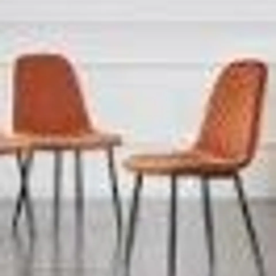 BOXED SET OF TWO TUKAILAI ORANGE VELVET DINING CHAIRS