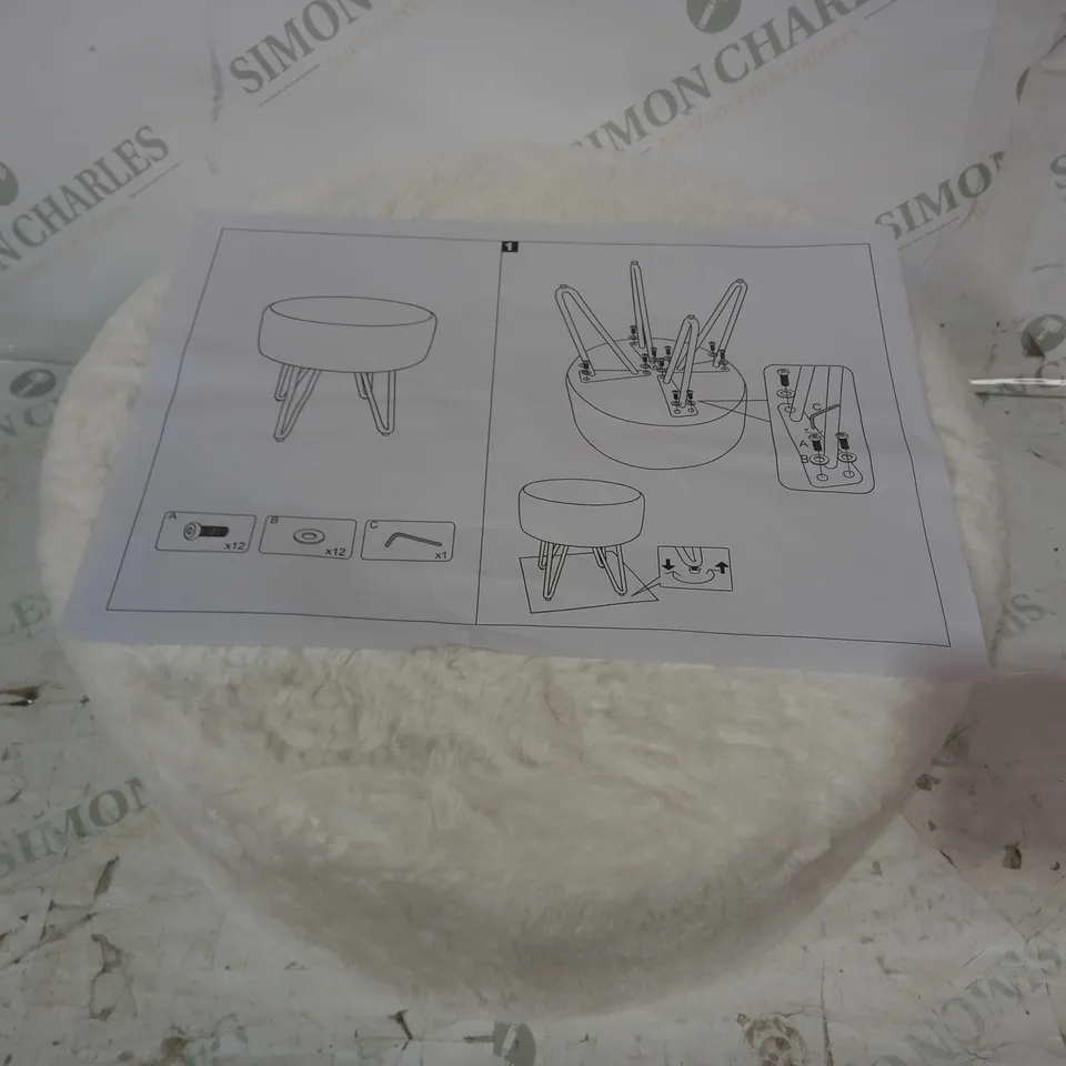 WARMIEHOMY VELVET FOOTSTOOL IN WHITE