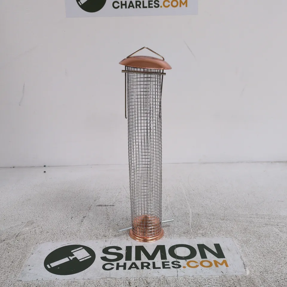 COPPER BIRD FEEDER GARDEN ORNAMENT WITH MESH TUBE