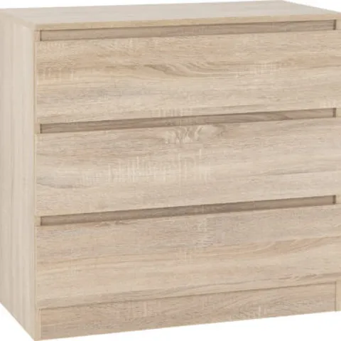 BOXED MALVERN 3 DRAWER CHEST SONOMA OAK EFFECT ( 1 BOX )