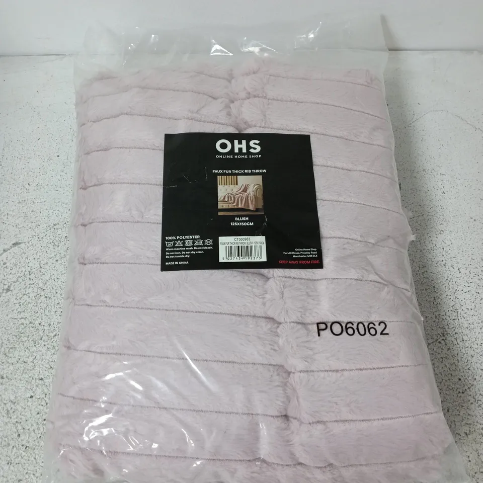 OHS ONLINE HOME SHOP FAUX FUR THROW – PINK, 125X150CM