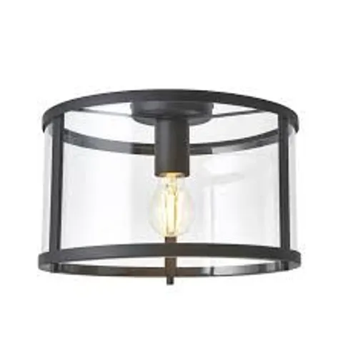 BOXED ENDON LIGHTING HOPTON BLACK CLEAR GLASS FLUSH CEILING LIGHT
