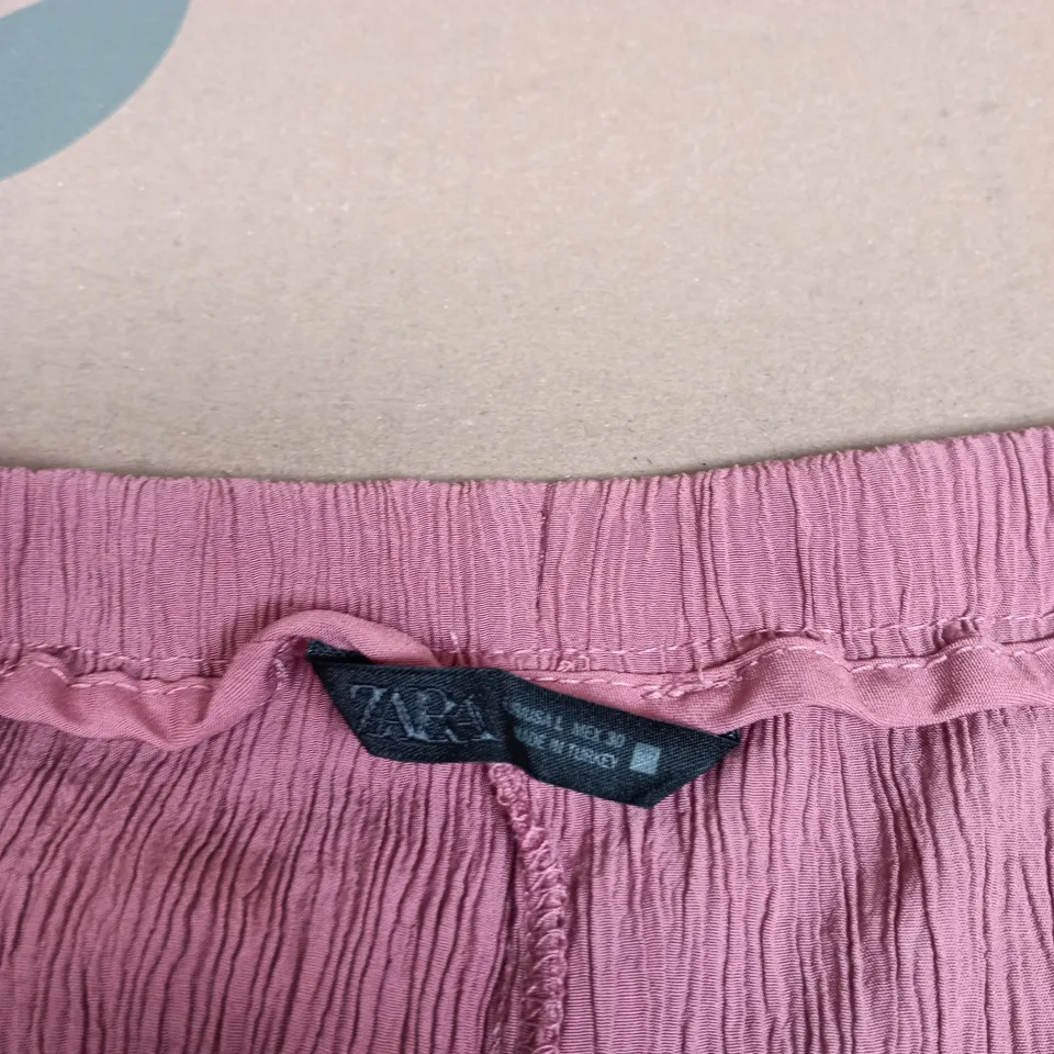 ZARA PINK CRINKLE DRAWSTRING TROUSERS – WOMEN'S