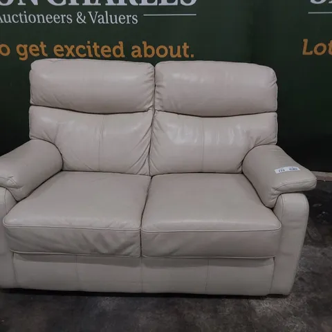 QUALITY DESIGNER TWO SEATER SOFA CREAM LEATHER 