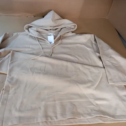 H&M EXTRA LONG HOODIE IN BEIGE - EUR L