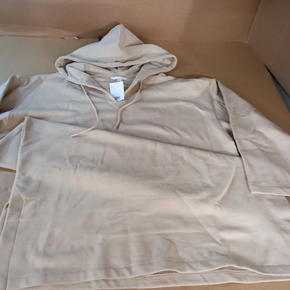 H&M EXTRA LONG HOODIE IN BEIGE - EUR L