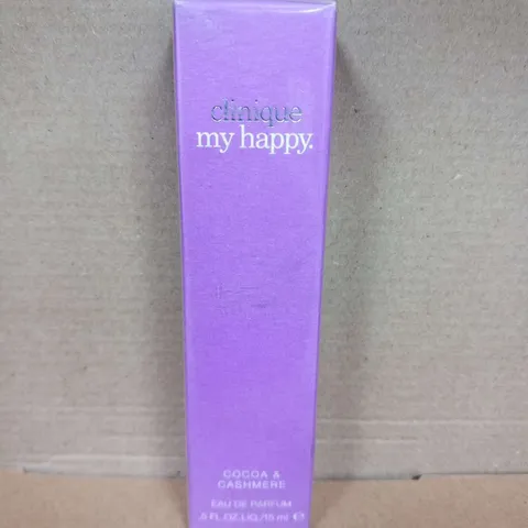 BOXED AND SEALED CLINIQUE MY HAPPY COCOA AND CASHMERE EAU DE PARFUM 15ML