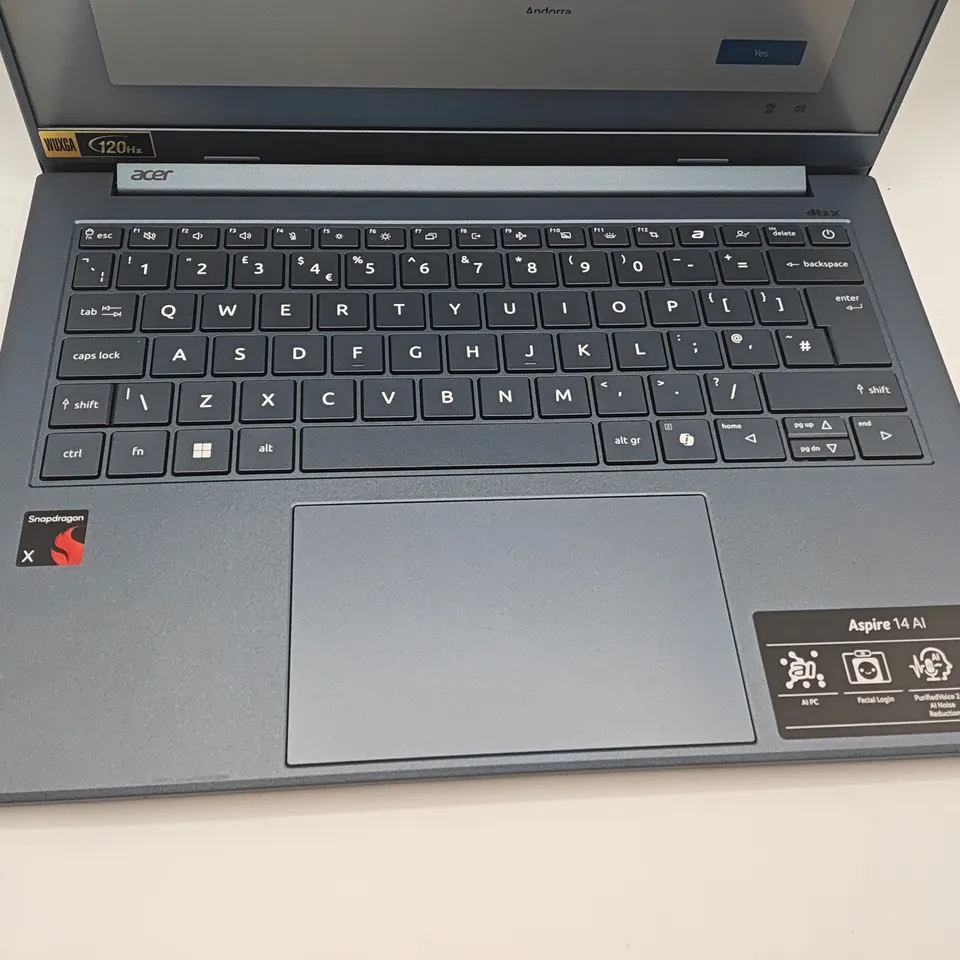 BOXED ACER ASPIRE 14 AI SNAPDRAGON 16GB RAM LAPTOP IN STEEL BLUE - N25C7