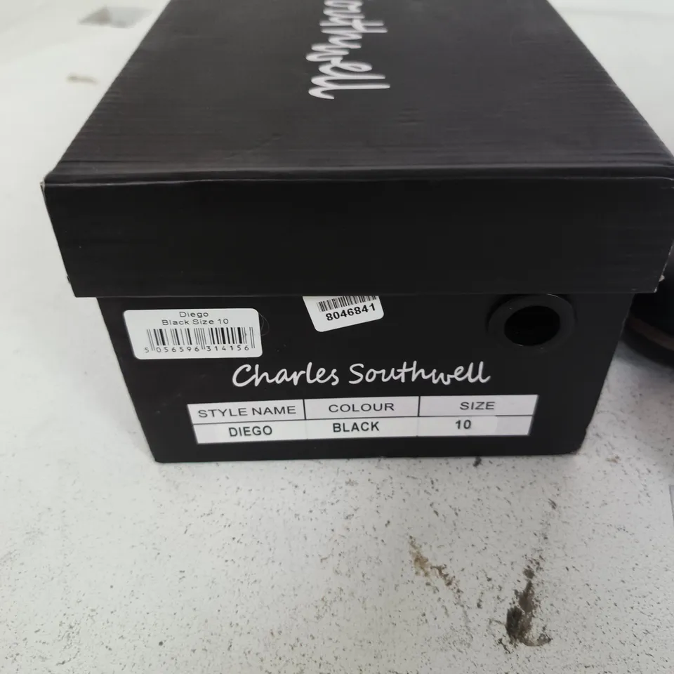 CHARLES SOUTHWELL DIEGO BLACK LEATHER LACE-UP SHOES – UK 10