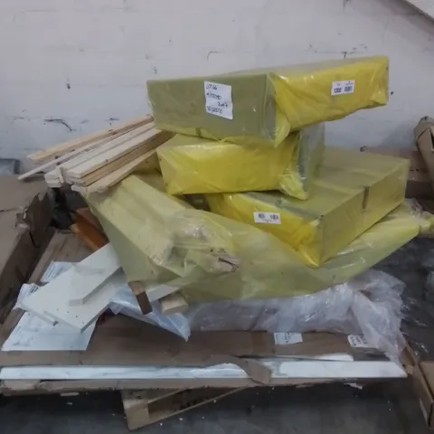 PALLET TO CONTAIN A LARGE ASSORTMENT OF DESIGNER FURNITURE & BED PARTS