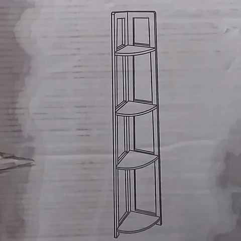 BOXED 4 TIER CORNER SHELVING UNIT IN WHITE