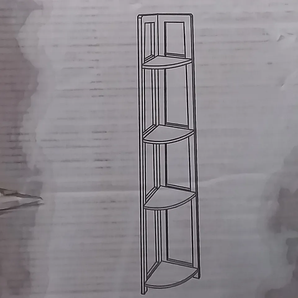 BOXED 4 TIER CORNER SHELVING UNIT IN WHITE 