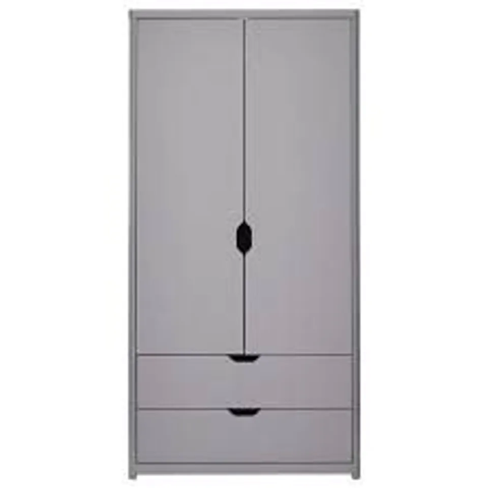 BOXED ASPEN 2 DOOR, 2 DRAWER WARDROBE - GREY OAK EFFECT (2 BOXES)