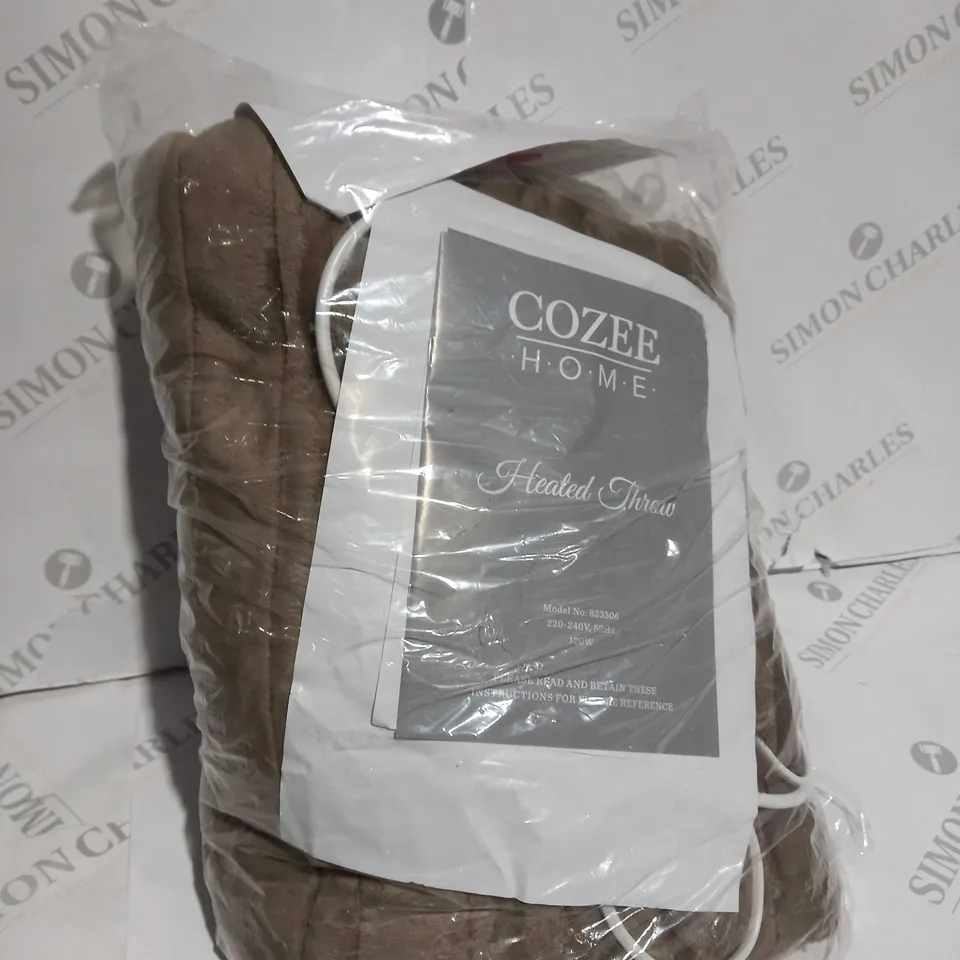COZEE HOME HEATED BLANKET IN DARK TAUPE
