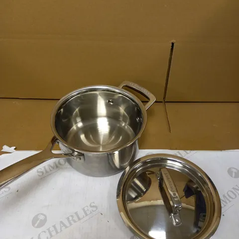 LE CREUSET 3-PLY STAINLESS STEEL SAUCEPAN WITH LID, 16 X 9.5 CM
