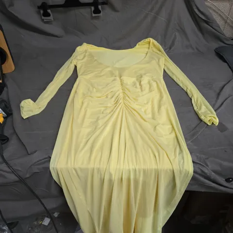 ASOS YELLOW RUCHED LONG-SLEEVE DRESS – WOMEN'S