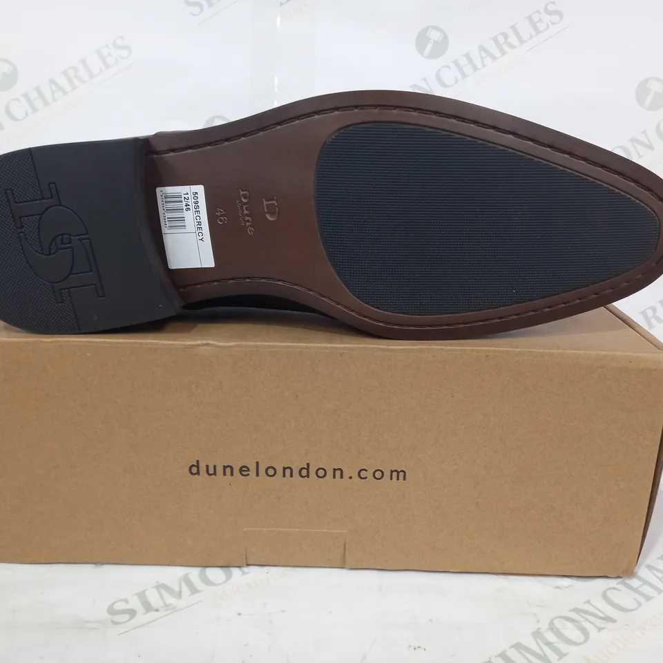 BOXED PAIR OF DUNE LONDON LEATHER LACE UP SHOES IN BROWN UK SIZE 12