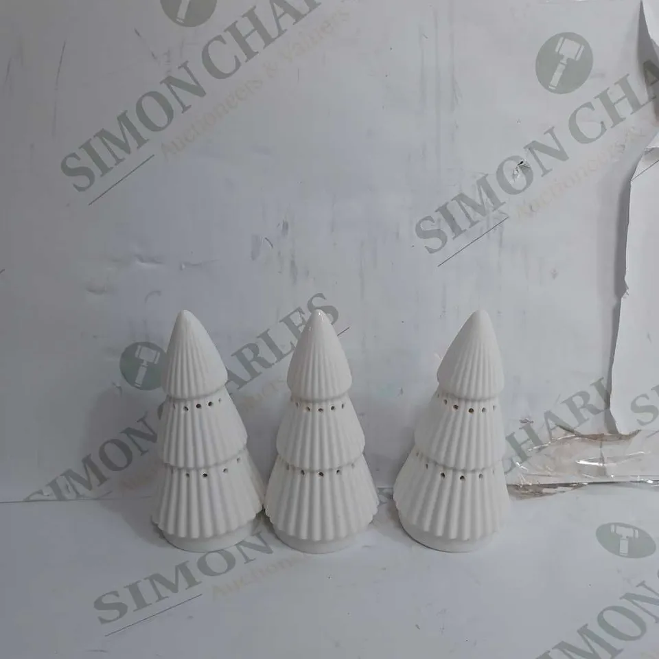 KELLY HOPPEN SET OF LIGHT UP PORCELAIN TREES OFF WHITE - 3 X GLOSS FINISH & 3 X MATTE FINISH