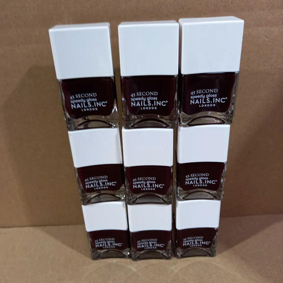 LOT OF 9 45 SECOND SPEEDY GLOSS NAILS INC 'MEET ME OF REGENTS STREETS' NAIL GLOSS 14ML BOTLES