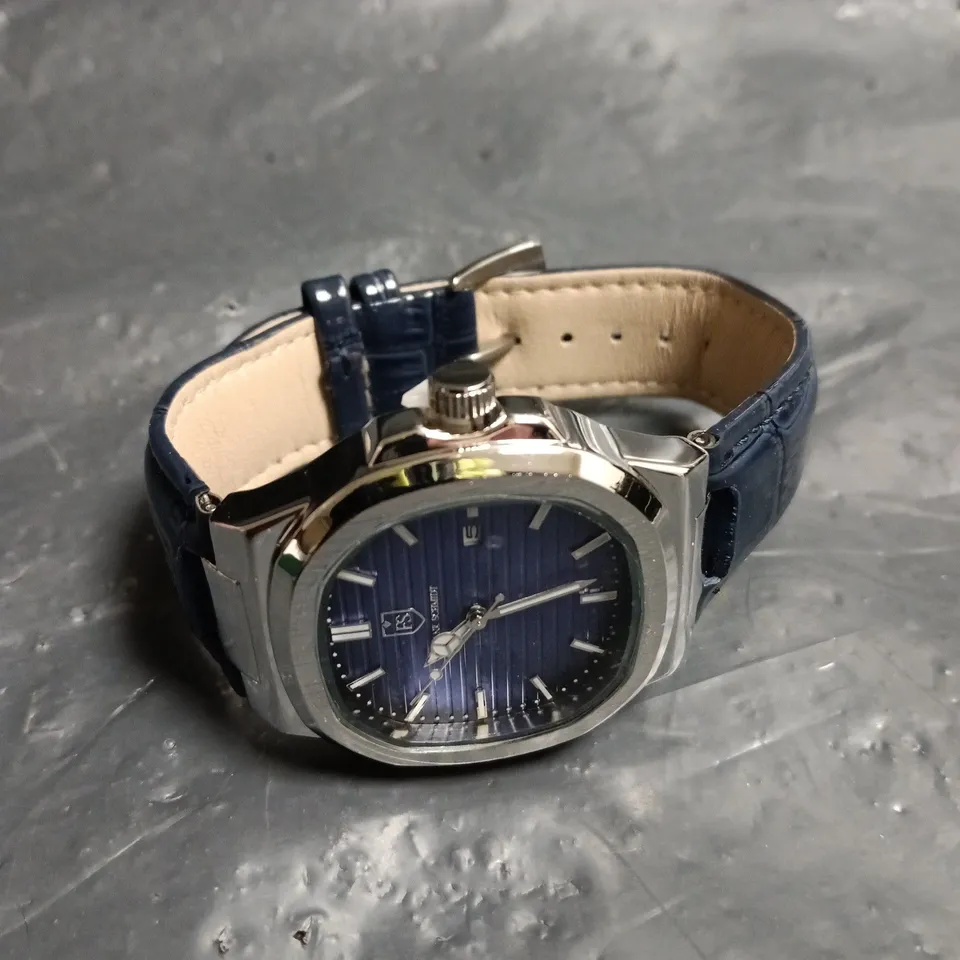 MENS FRANK SCHMIDT WATCH – TEXTURED DIAL WITH DATE – LEATHER STRAP