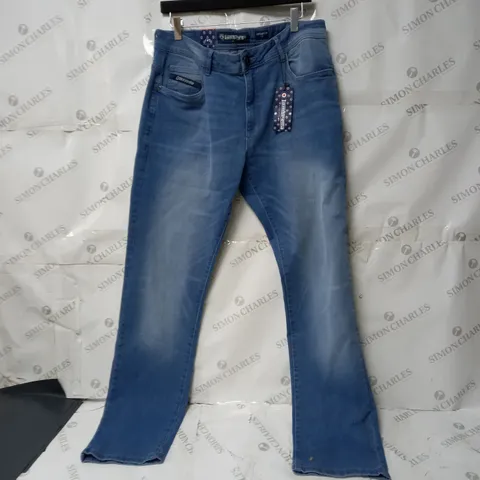 MENS LAMBRETTA BLUE CHESTER STRAIGHT FIT JEANS SIZE 34R