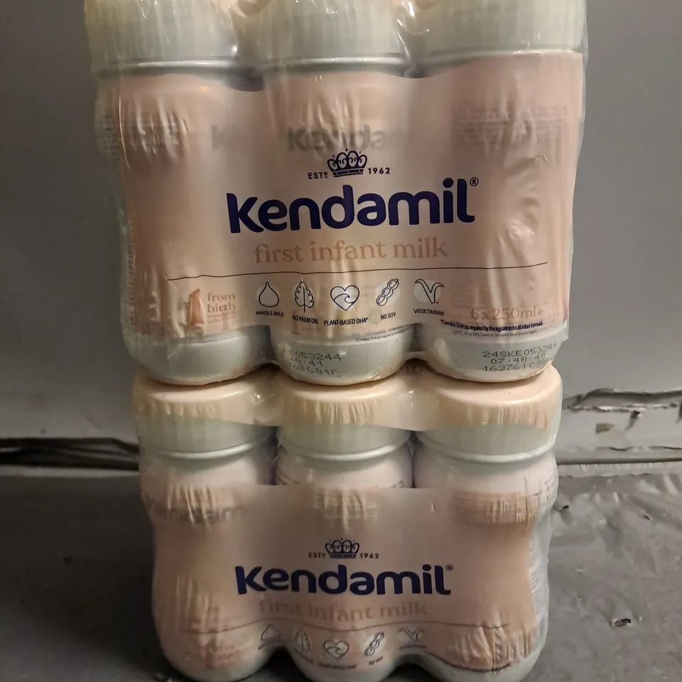 LOT OF 2 6X250ML PACKS OF KENDAMIL FIRST INFANT MILK