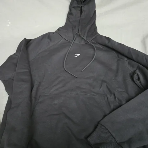 GYMSHARK TRAINING FLEECE REGULAR HOODIE IN BLACK - MEDIUM