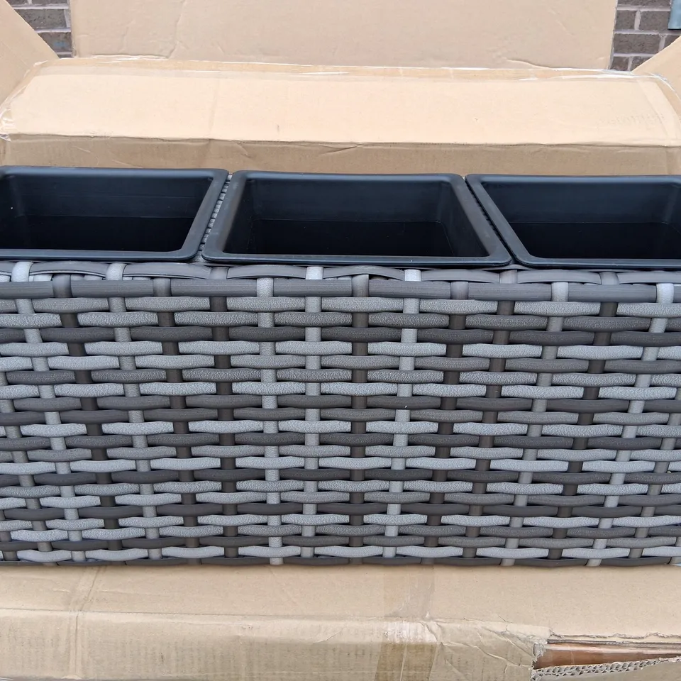 BOXED ARUBA TROUGH SHAPED RATTAN PLANTER 