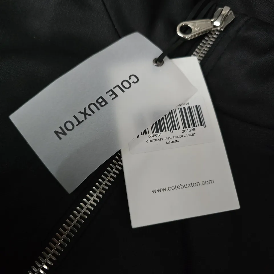 COLE BUXTON CONTRAST TAPE TRACK JACKET – BLACK – MEN'S MEDIUM