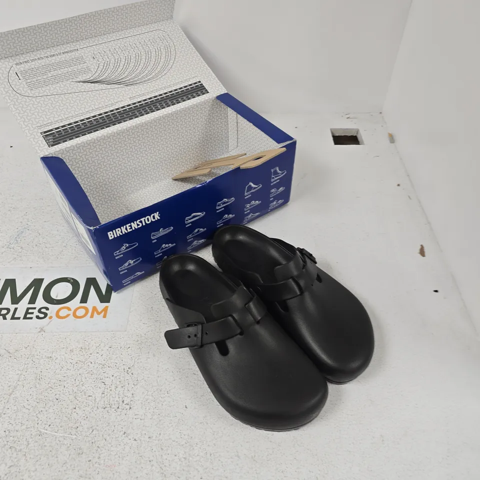 BIRKENSTOCK BOSTON EVA SANDALS – BLACK, UK 10.5 (EU 45) – WITH BOX
