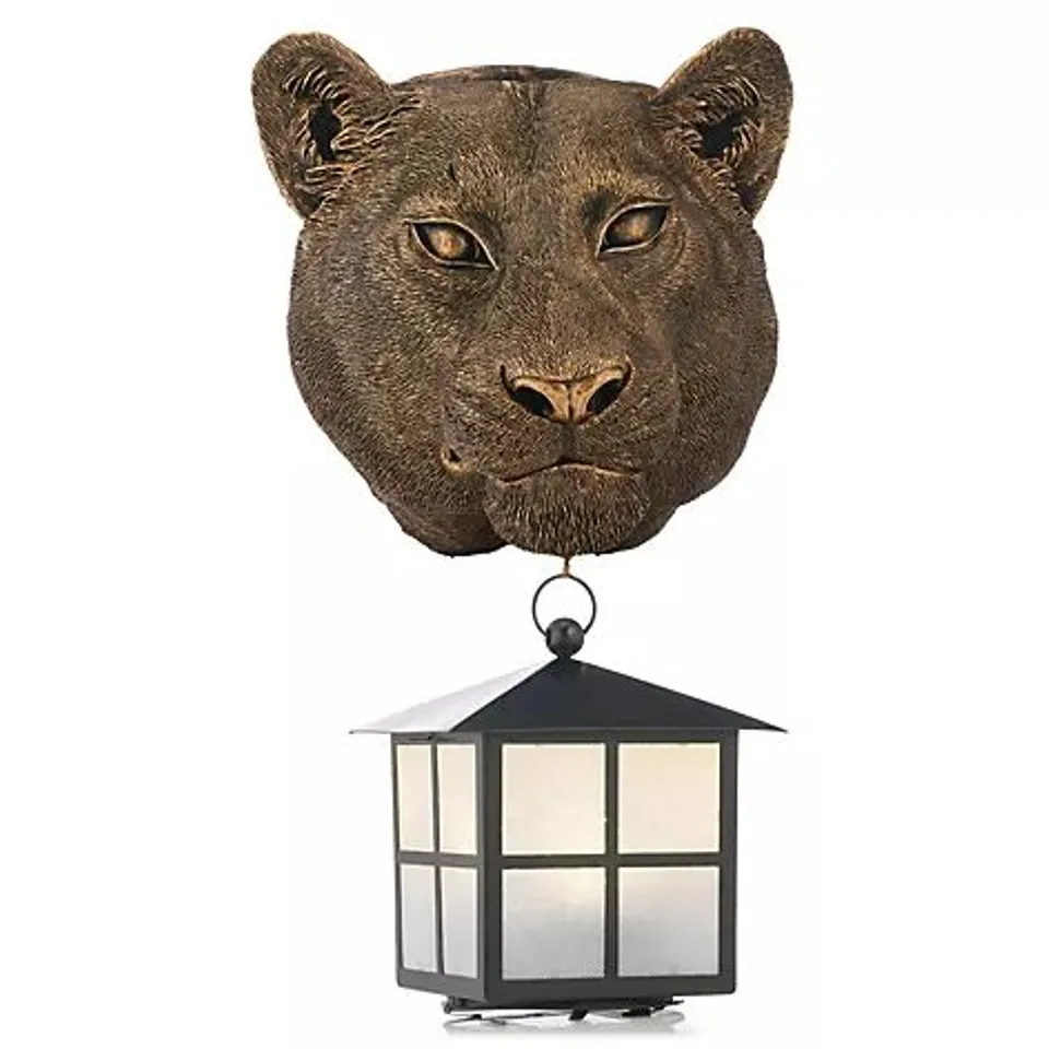 MY GARDEN STORIES LIONESS WALL PLANTER WITH LANTERN