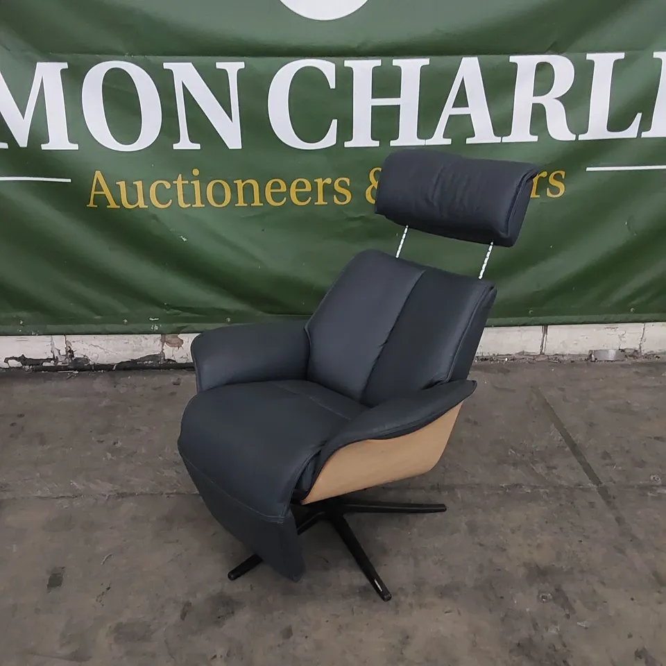 QUALITY G PLAN DESIGNER OSLO ELECTRIC RECLINER CHAIR IN CAMBRIDGE NAVY LEATHER 