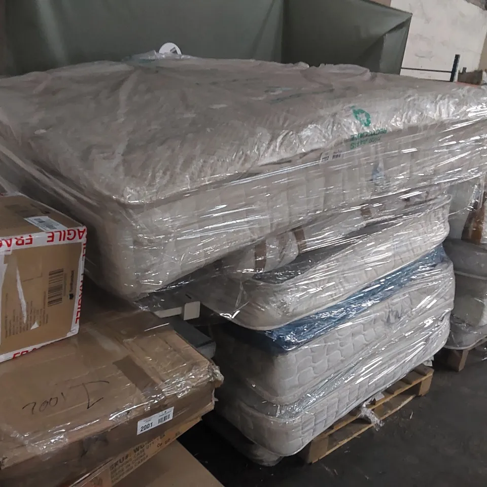 PALLET OF 7 MATTRESSES - ASSORTED SIZES, CONDITIONS, BRANDS 