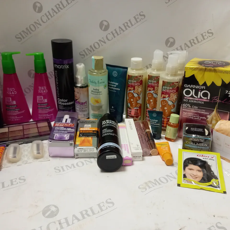 LOT OF HOUSEHOLD ITEMS TO INCLUDE BABY SHAMPOO, BED HEAD LEAVE IN CONDITIONER, ETC