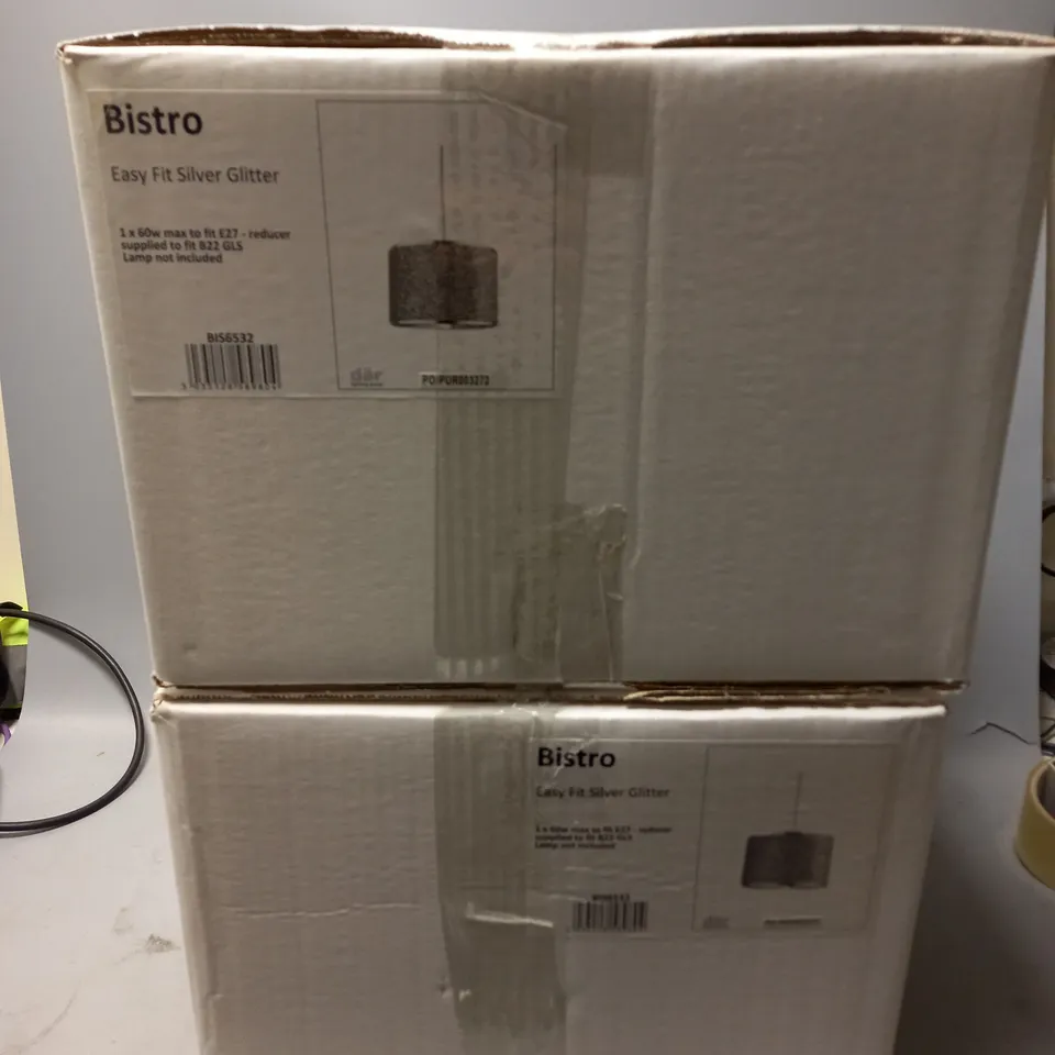 2 X BOXED BRAND NEW  BISTRO EASY FIT SILVER GLITTER SHADE