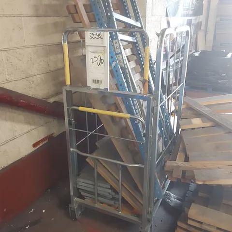 CAGE OF ASSORTED WAREHOUSE RACKING PARTS - CAGE NOT INCLUDED