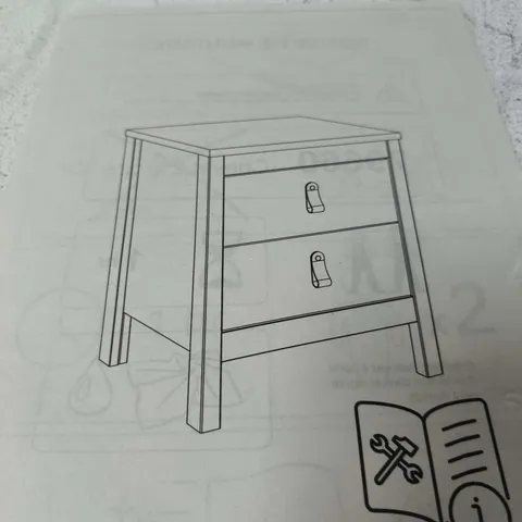WOODEN BEDSIDE TABLE WITH TWO DRAWERS 