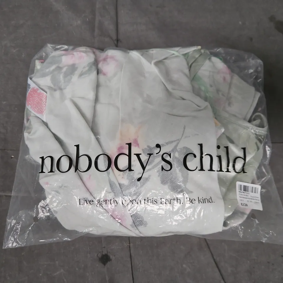 NOBODY'S CHILD PETITE BRIDESMAIDS TRIXIE MIDI DRESS IN SEA FOAM W. FLORAL PATTERN SIZE UK 8