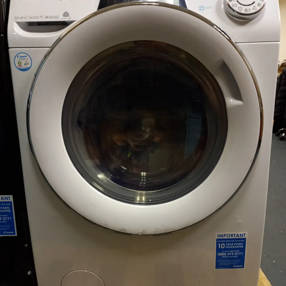 CANDY SMART PRO FREESTANDING WASHER DRYER, 10KG WASH + 6KG DRY, WHITE/CHROME (COLLECTION ONLY) ROW41066DWMCE