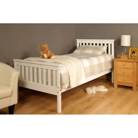 BOXED ALPHONSE BED FRAME SINGLE - WHITE